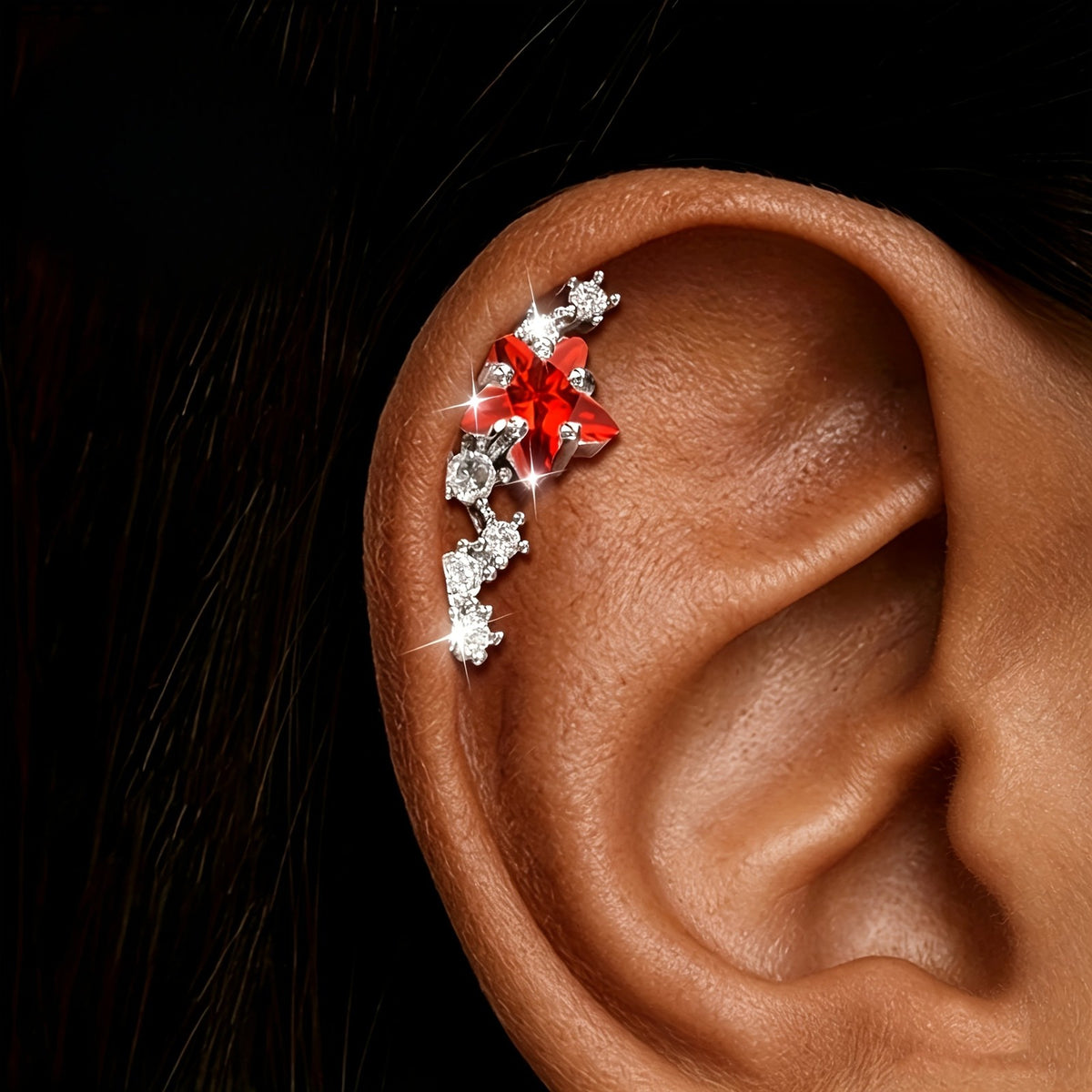 Colorful Star Crystal Ear Cuff