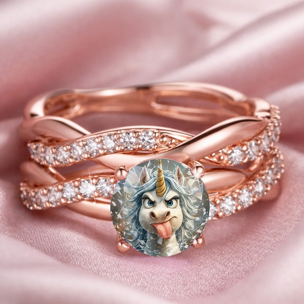 Playful Unicorn Glass Stone Ring