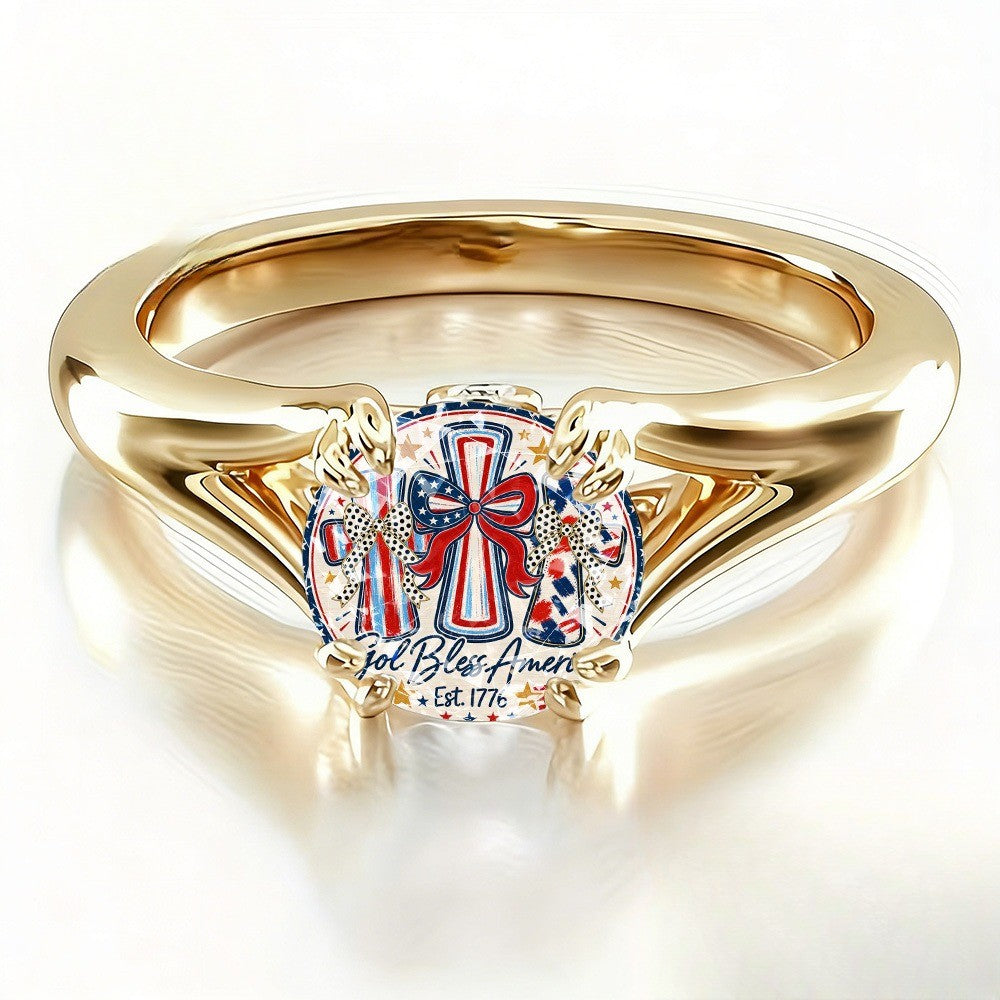 Patriotic Cross Blessing Ring