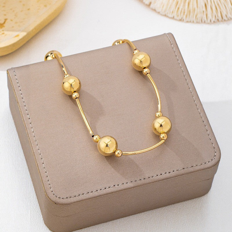 Gold-Tone Bead Collarbone Necklace