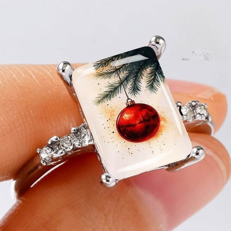 Christmas Ornament Rectangular Ring