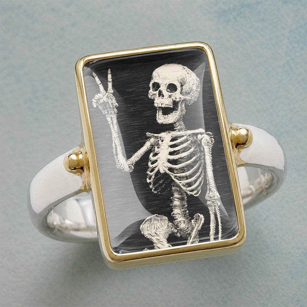 Skeleton Peace Sign Ring