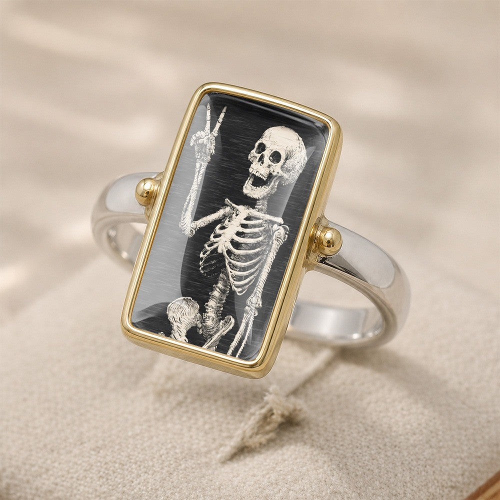 Skeleton Peace Sign Ring