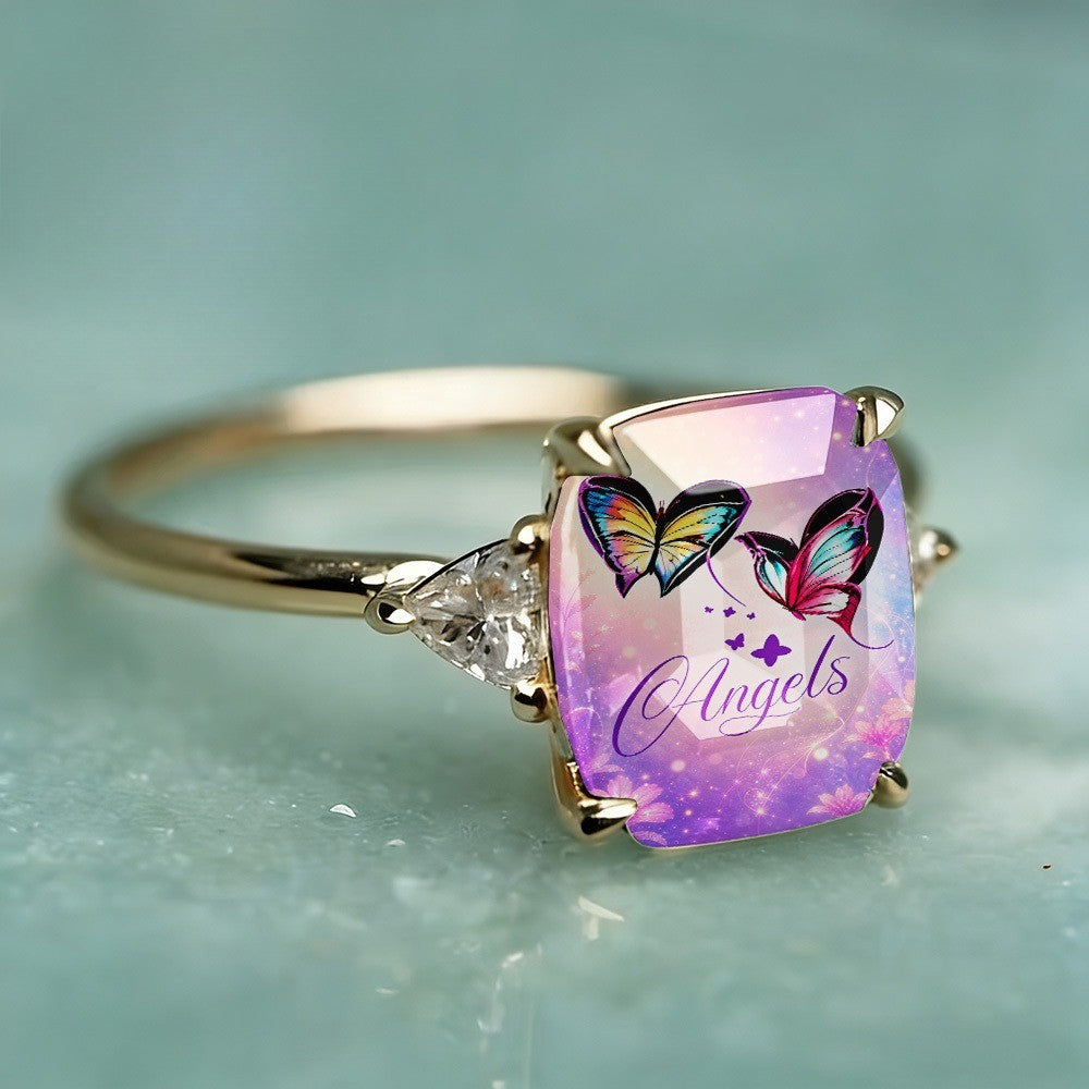 Purple Butterfly Angel Ring