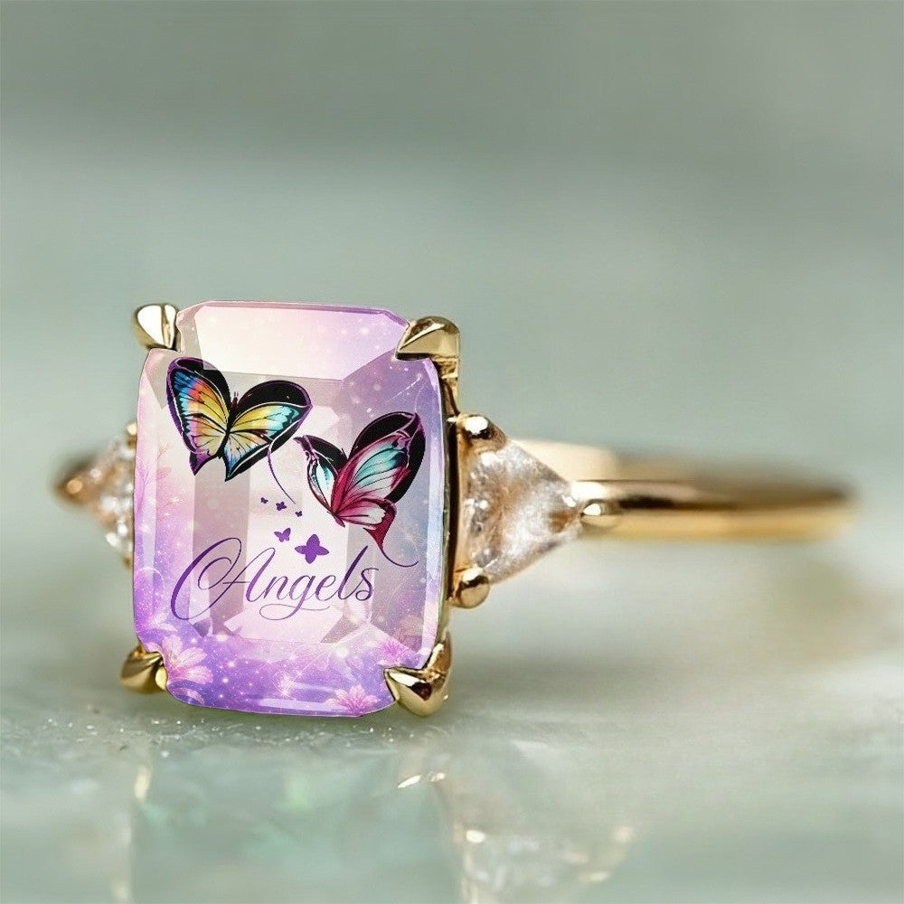 Purple Butterfly Angel Ring