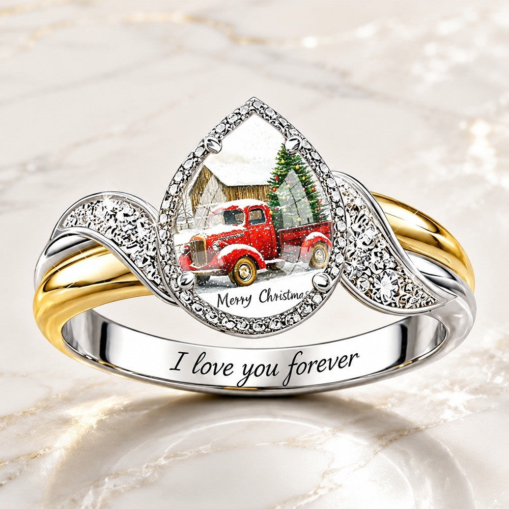 Christmas Truck Teardrop Ring