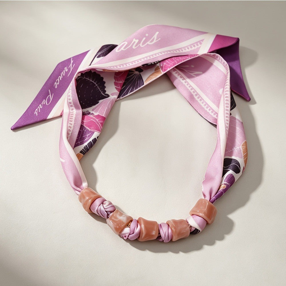 Floral Beaded Scarf Necklace