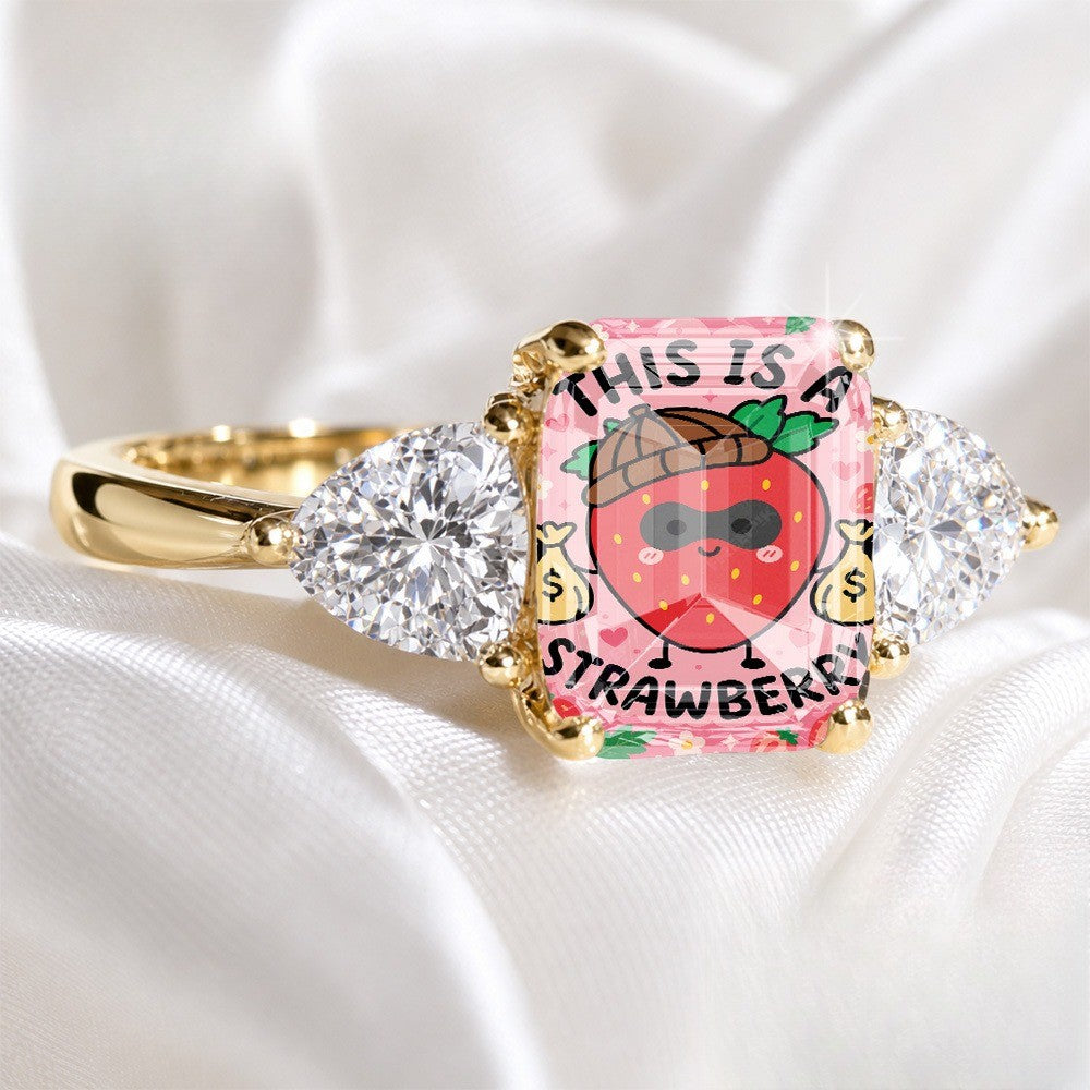 Pink Strawberry Square Ring