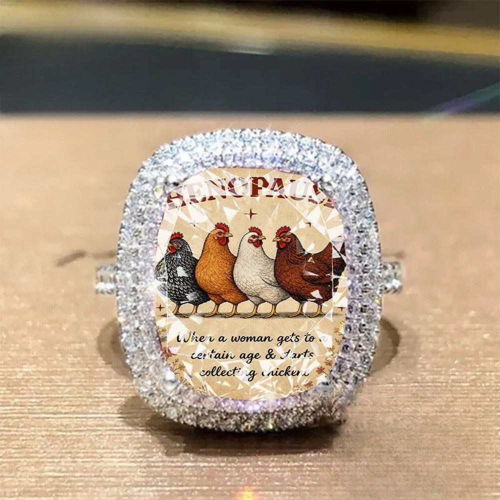 Chicken Illustration Square Ring