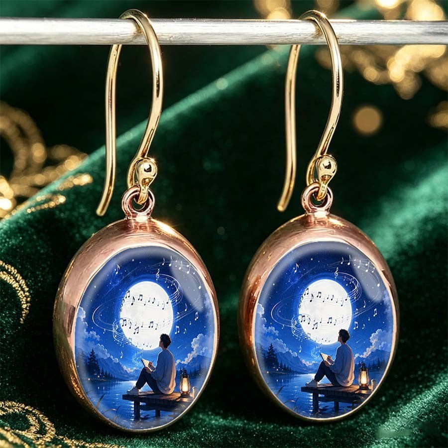 Moonlit Music Oval Earrings