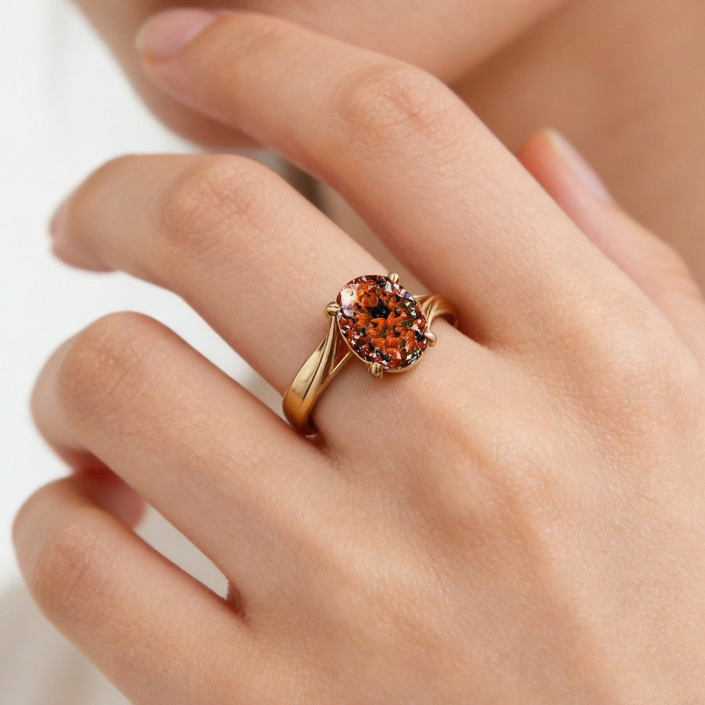 Black Cat Pumpkin Oval Ring