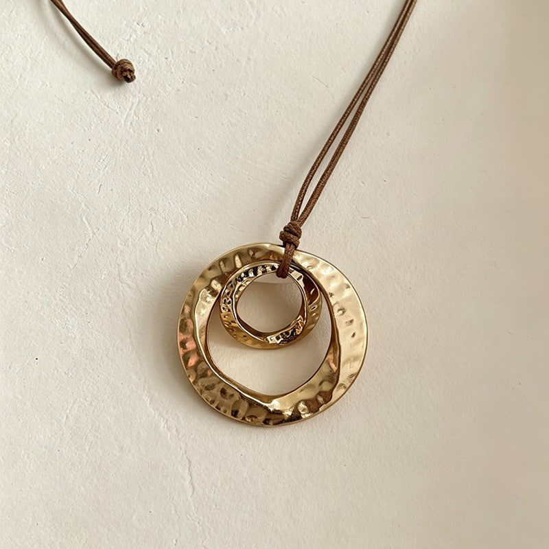 Twisted Circle Leather Cord Necklace