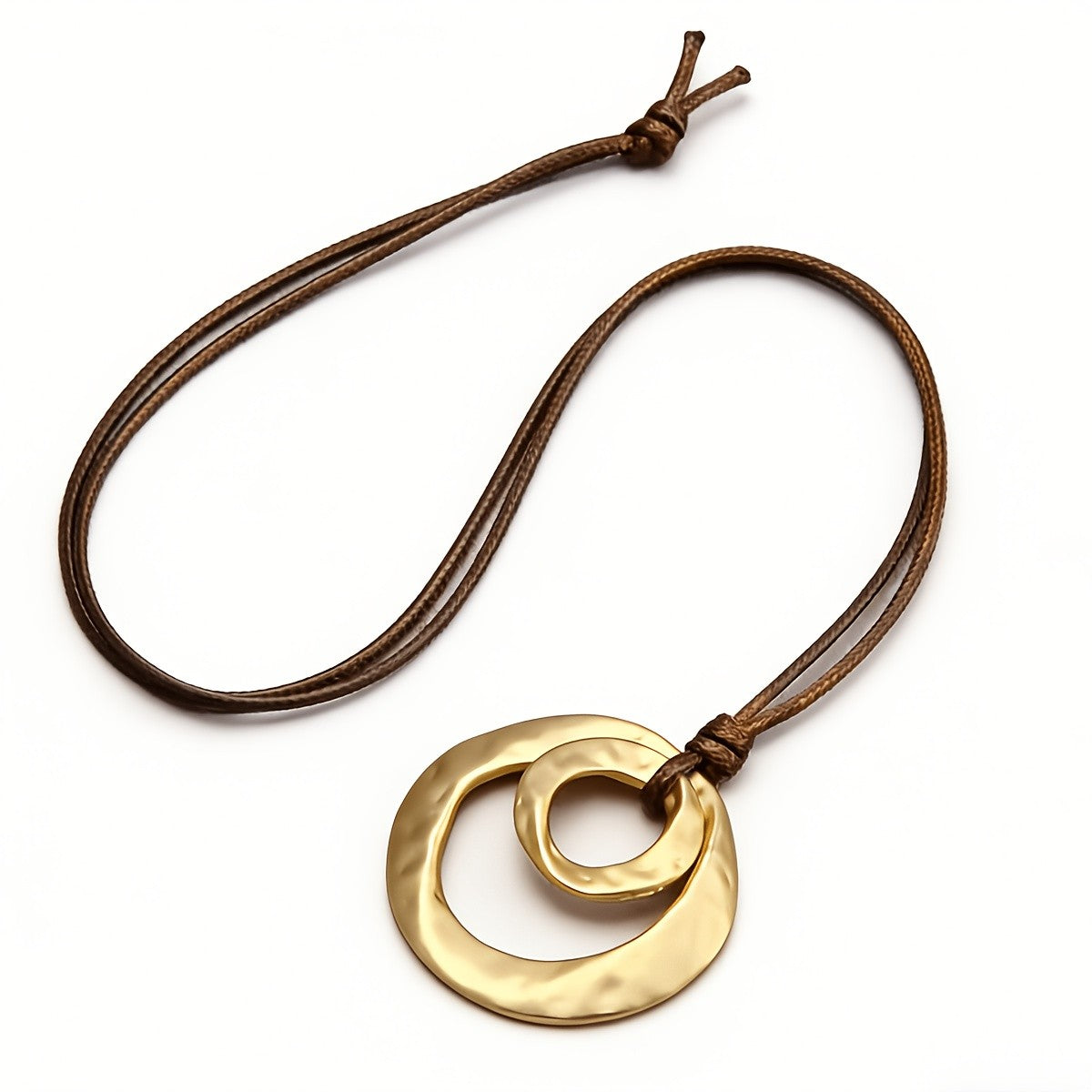 Twisted Circle Leather Cord Necklace