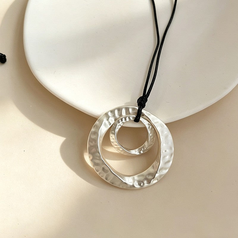 Twisted Circle Leather Cord Necklace