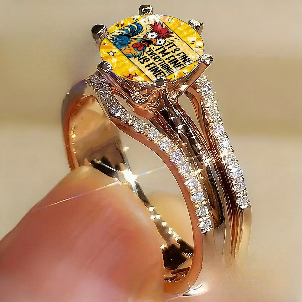 Colorful Rooster Statement Ring