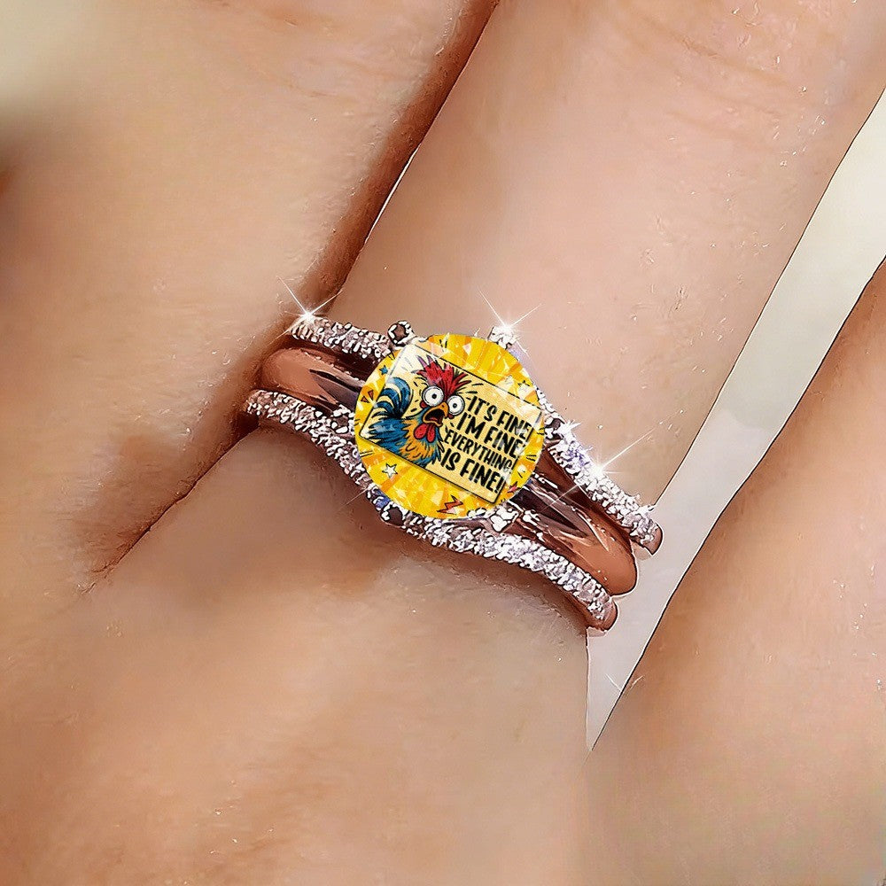 Colorful Rooster Statement Ring