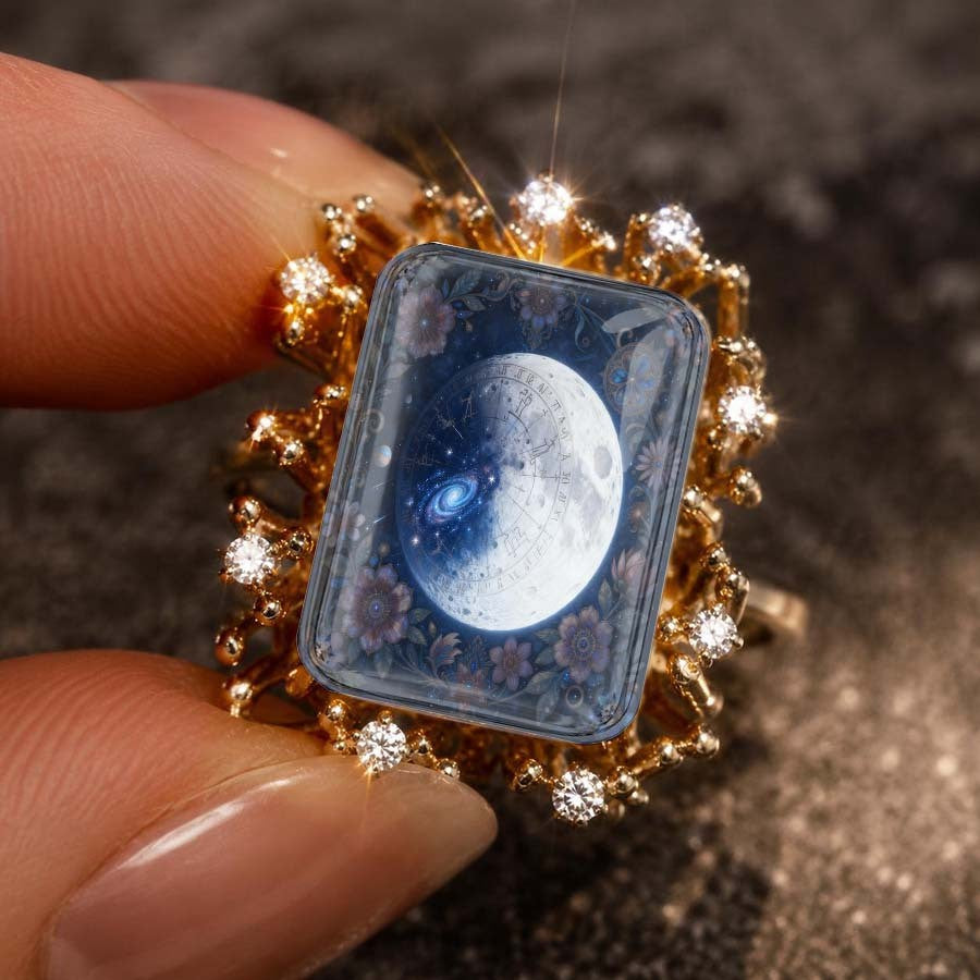 Celestial Moon Rectangular Ring