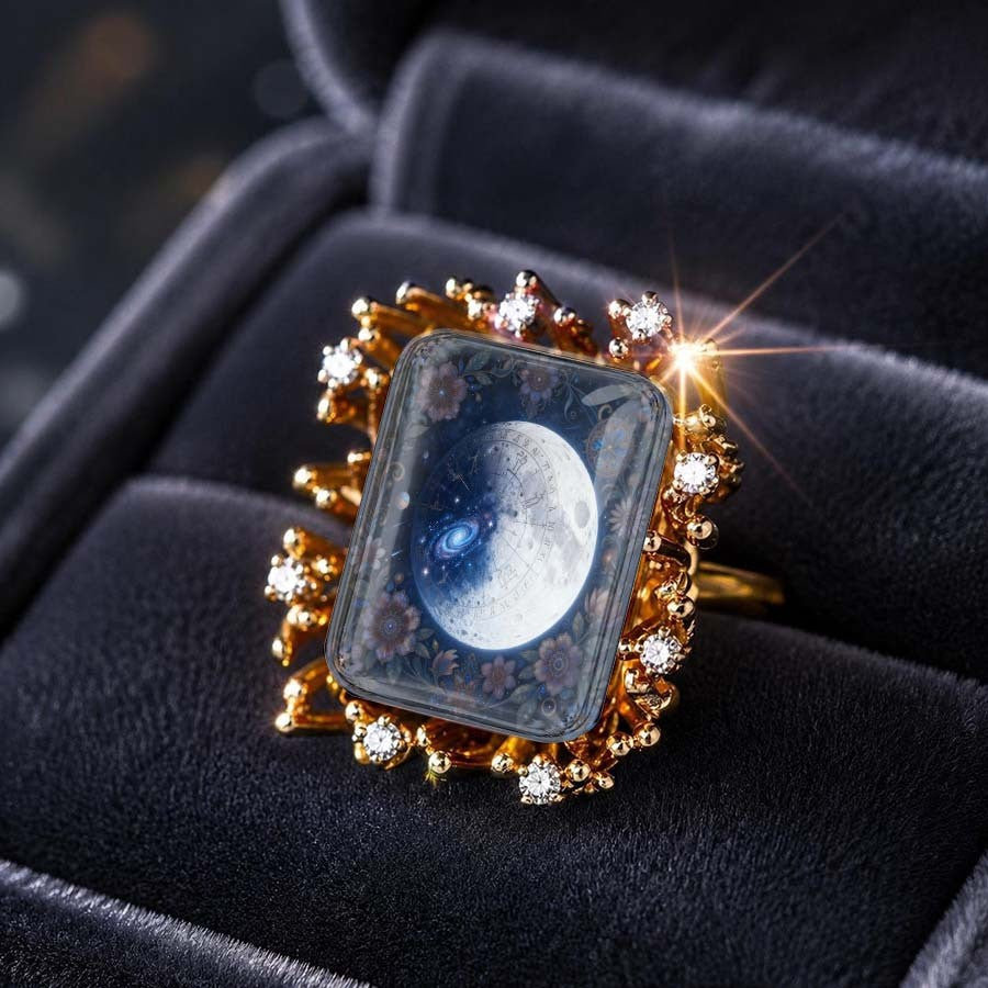 Celestial Moon Rectangular Ring