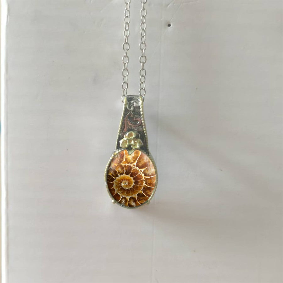 Spiral Shell Floral Pendant Necklace