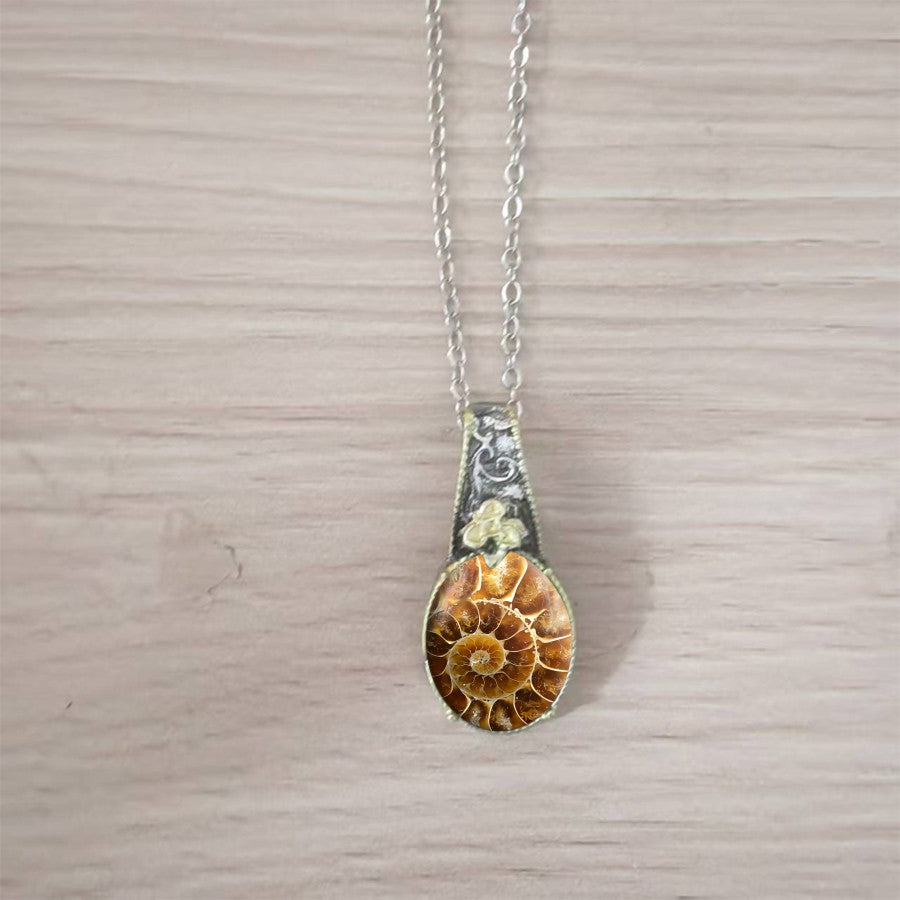 Spiral Shell Floral Pendant Necklace