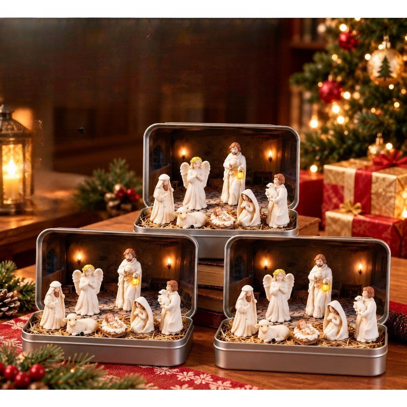 Mini Nativity Scene Tin Box Set