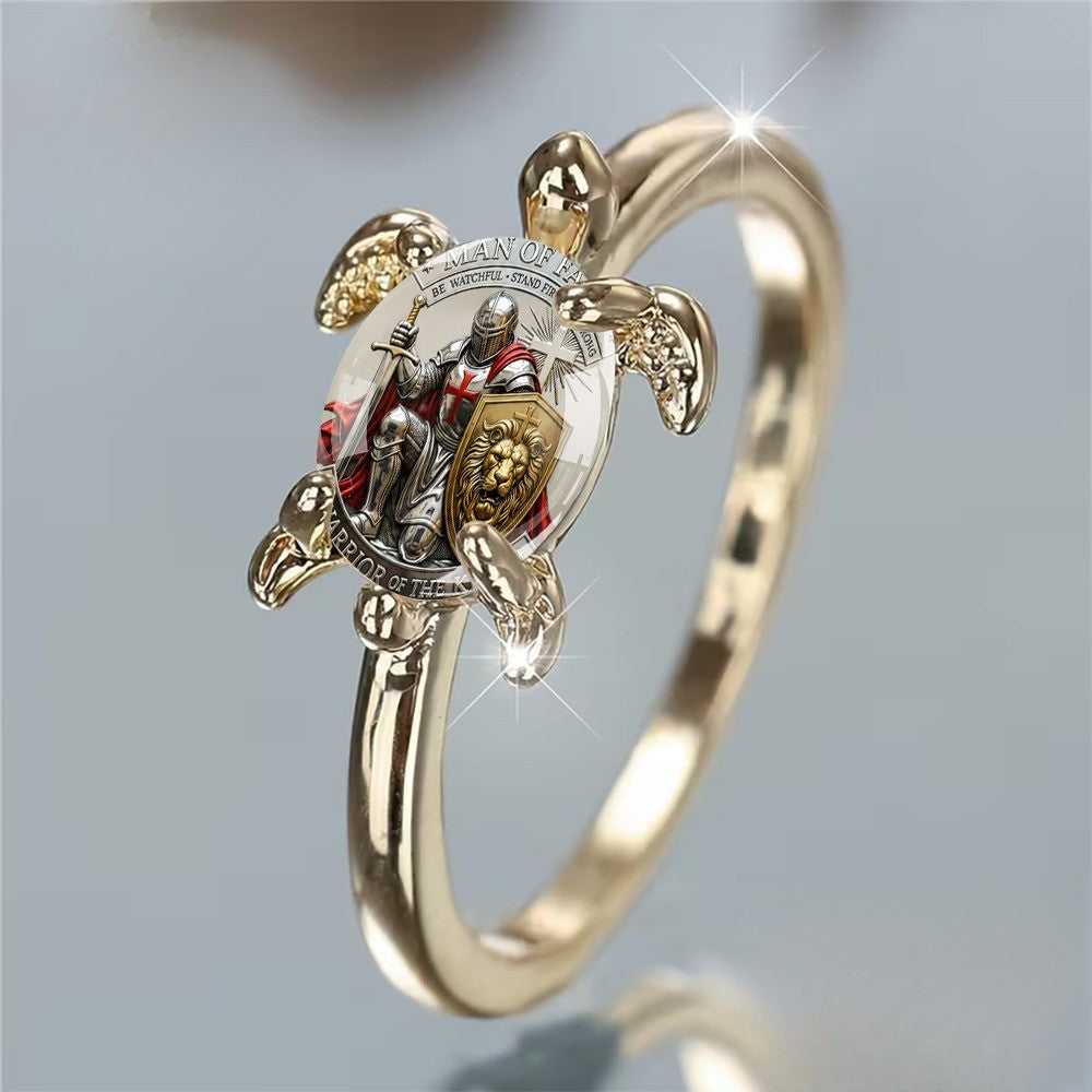 Knight & Turtle Shell Ring