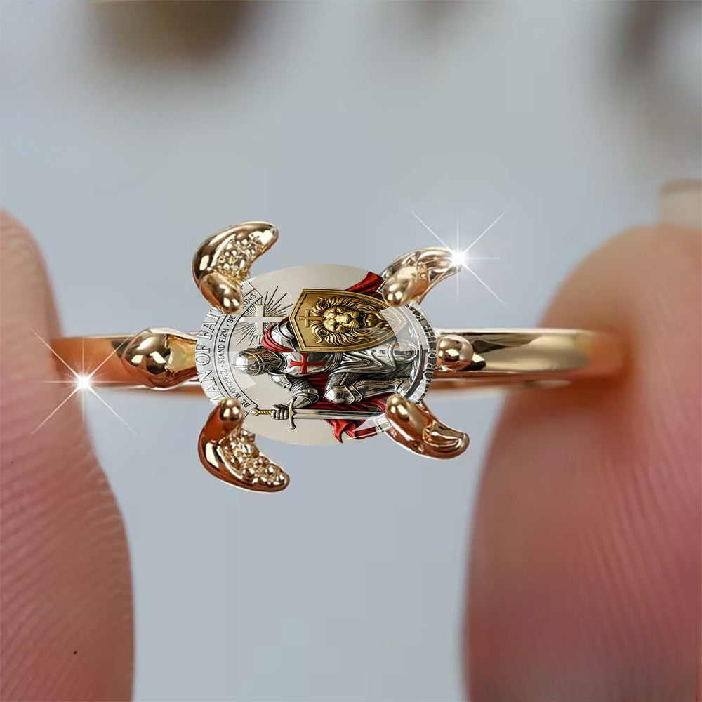 Knight & Turtle Shell Ring