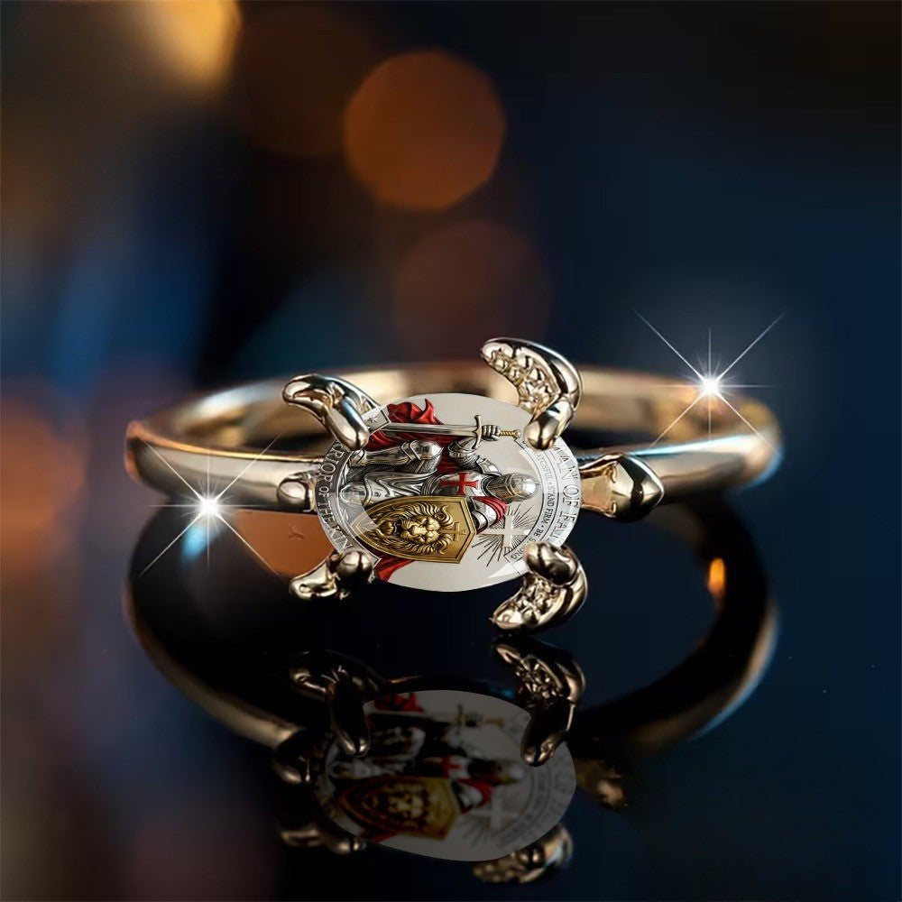 Knight & Turtle Shell Ring