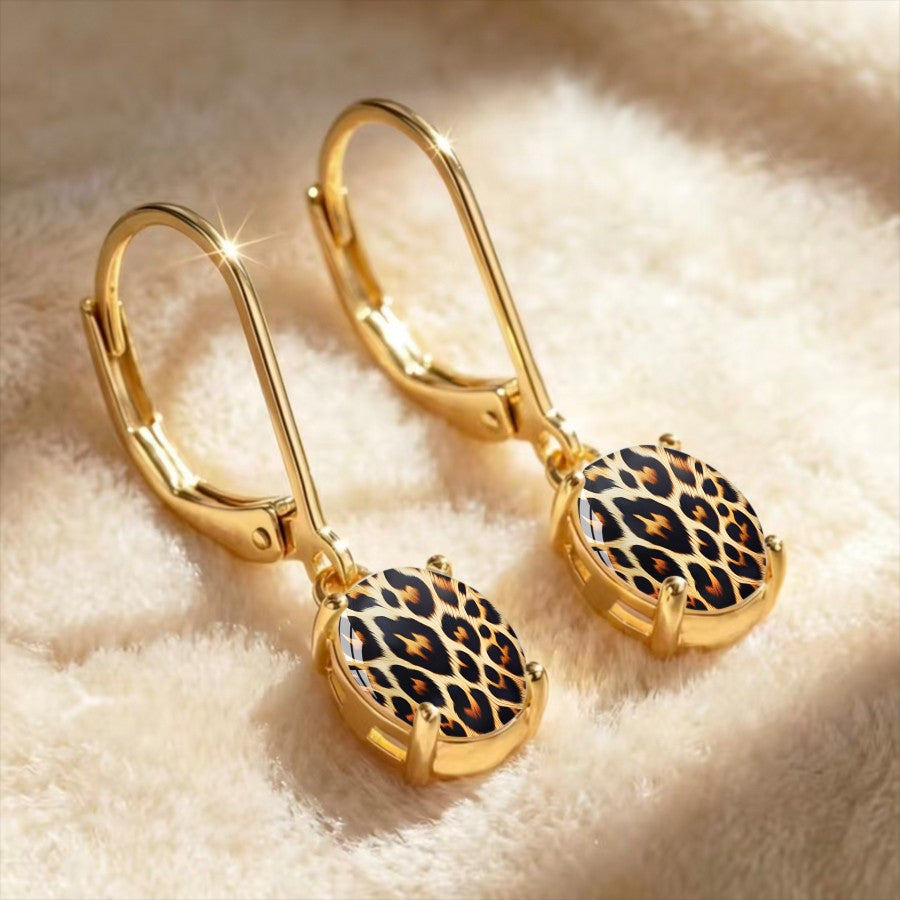 Leopard Print Leverback Earrings