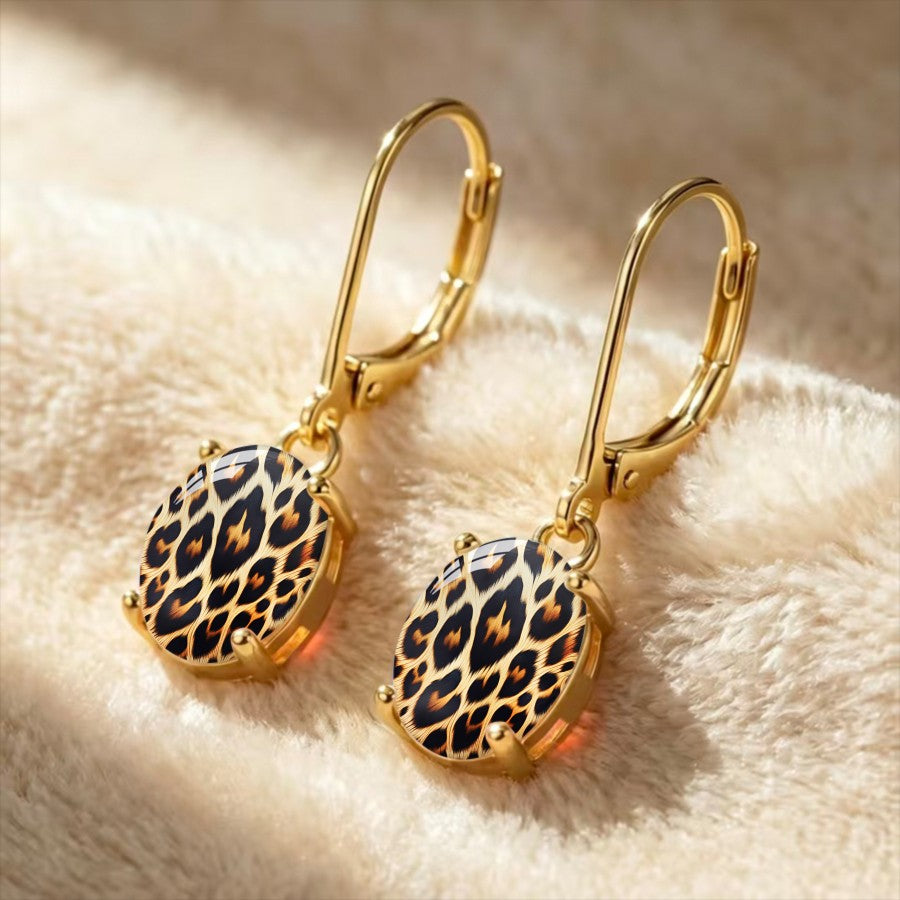 Leopard Print Leverback Earrings
