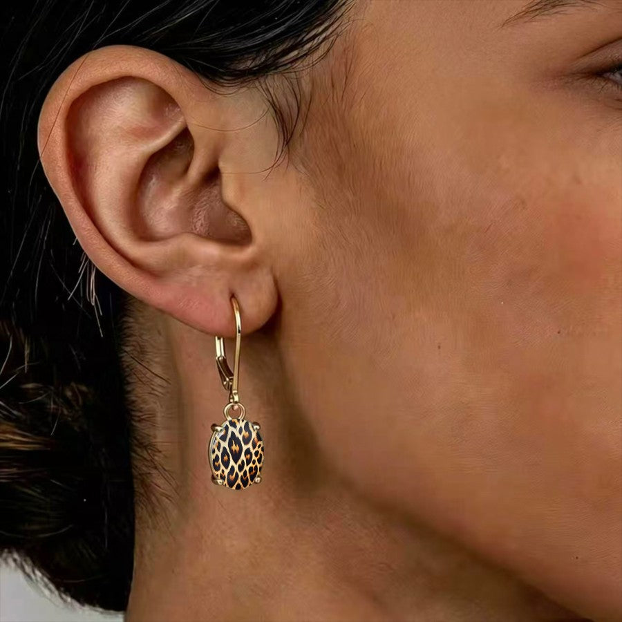 Leopard Print Leverback Earrings