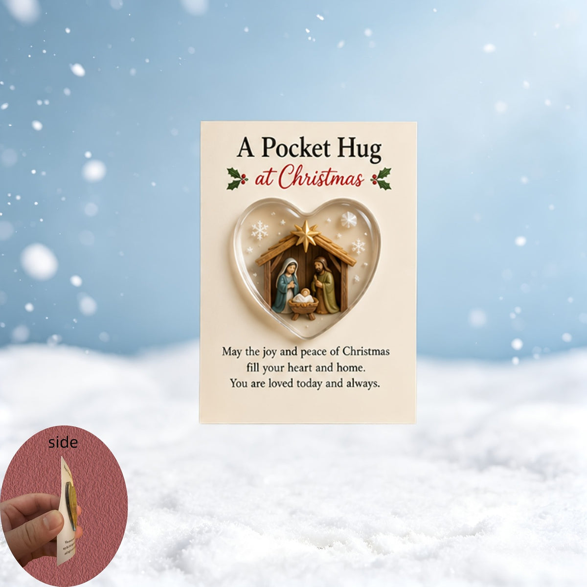 Nativity Heart Pocket Hug Card