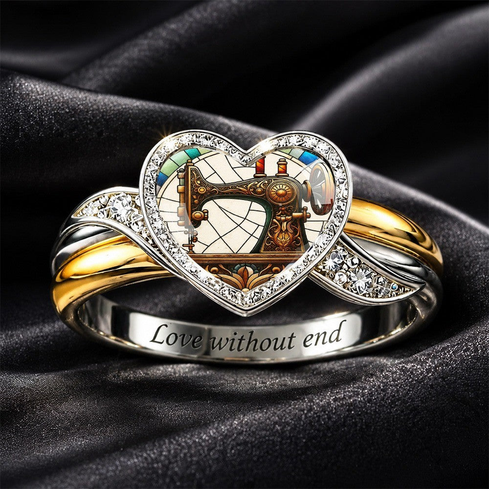 Vintage Sewing Machine Heart Ring
