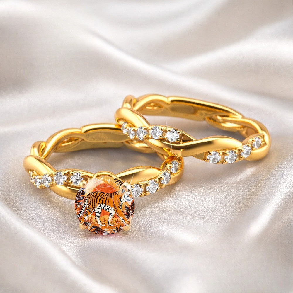 Tiger Crystal Twisted Ring