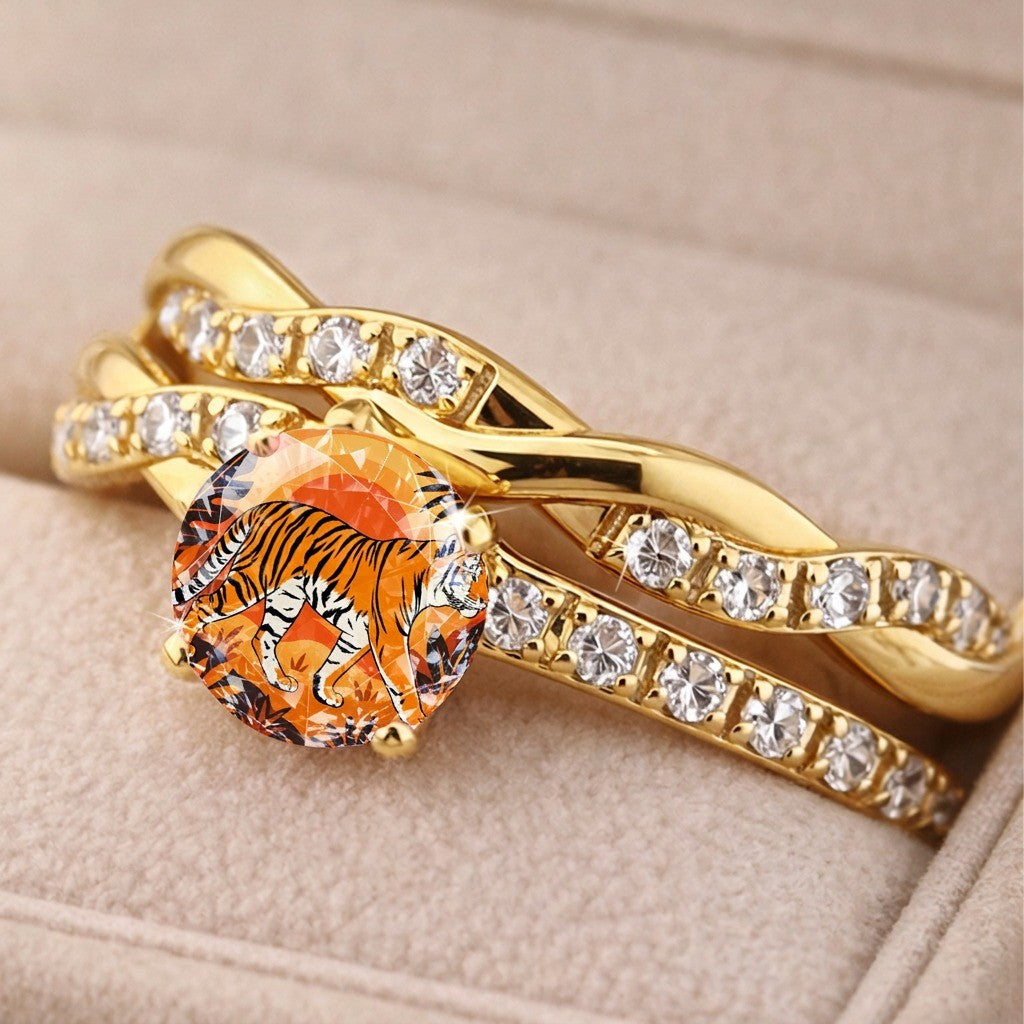 Tiger Crystal Twisted Ring