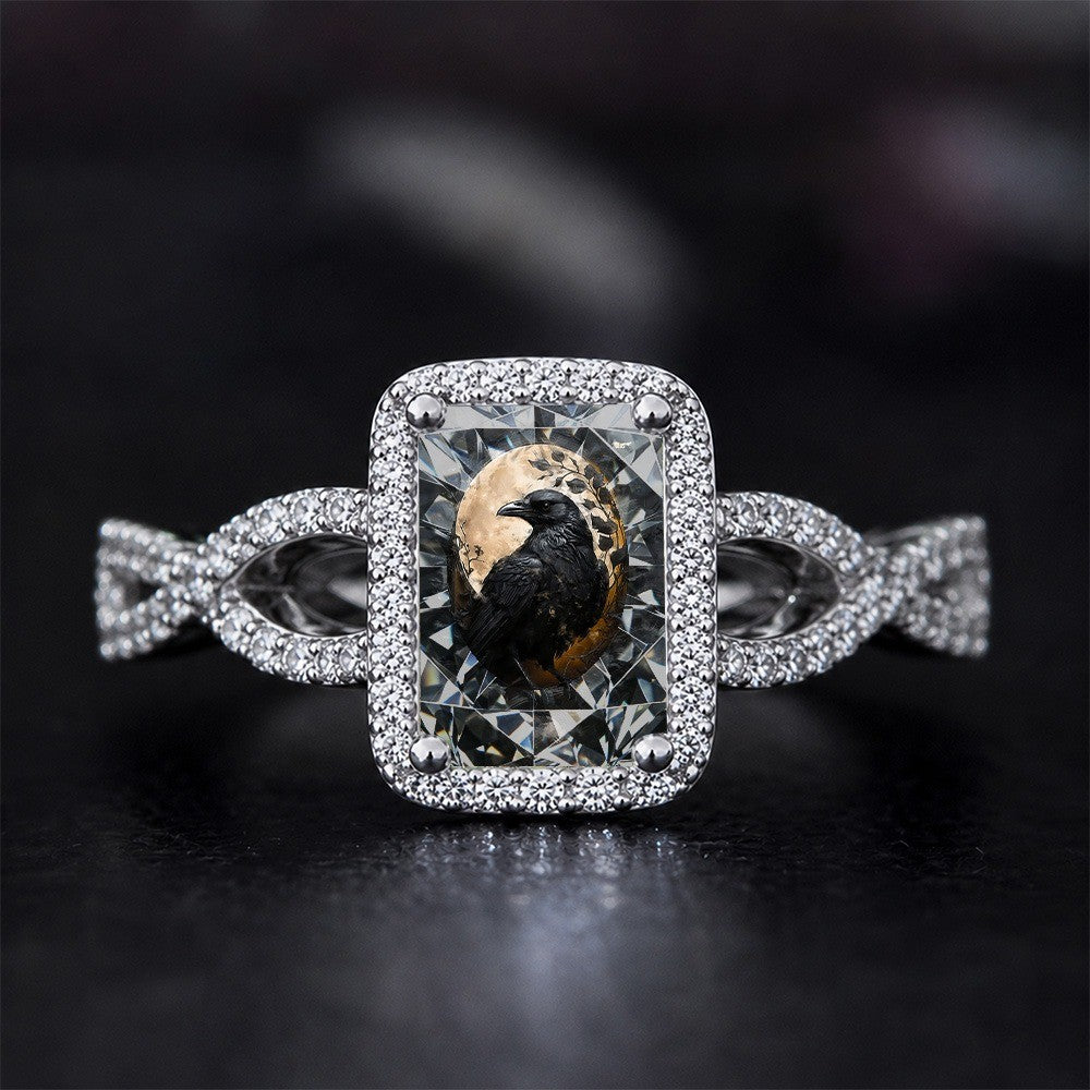 Moonlight Crow Square Ring