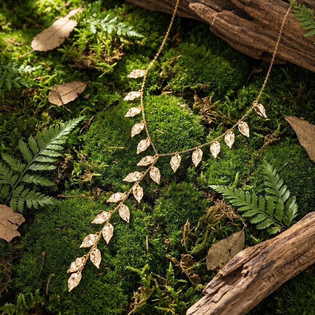 Hammered Leaf Y-Necklace