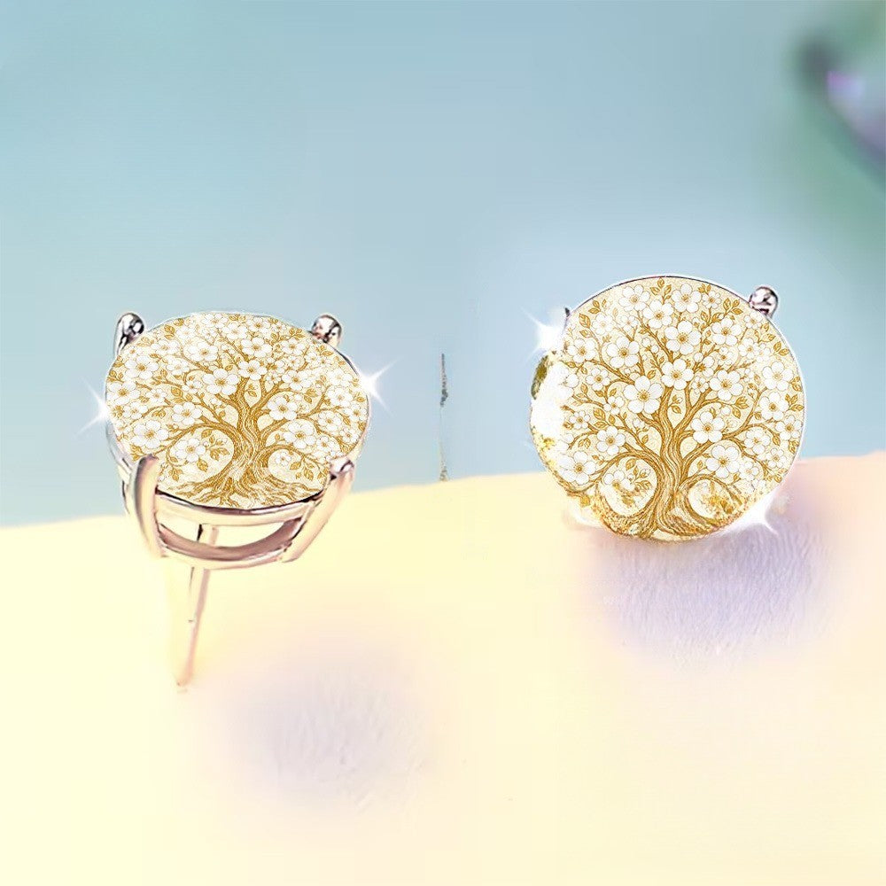 Golden Tree of Life Stud Earrings