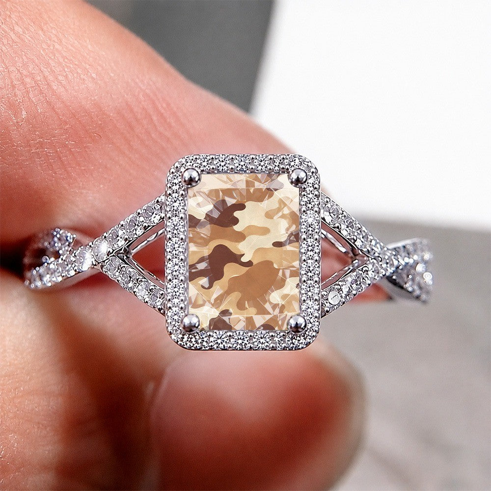 Camouflage Square Statement Ring