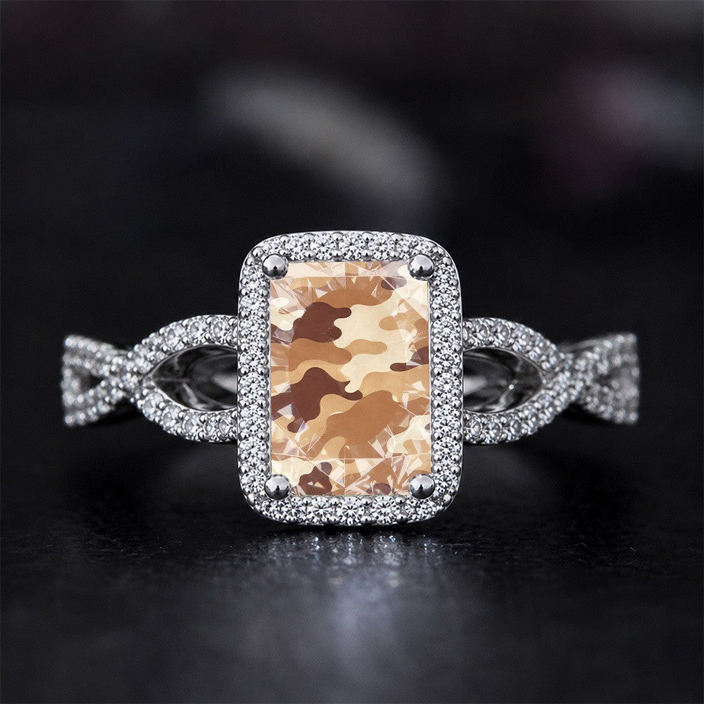 Camouflage Square Statement Ring