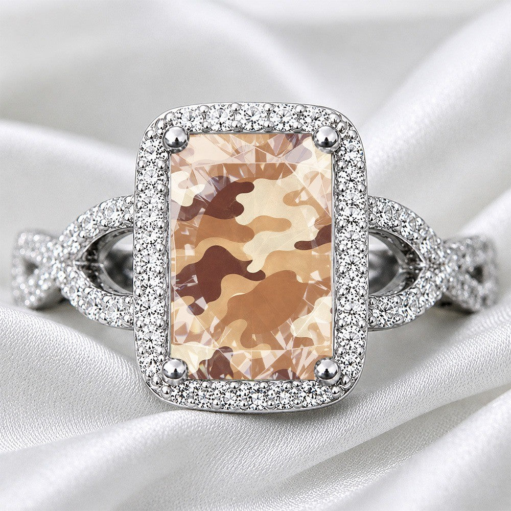 Camouflage Square Statement Ring