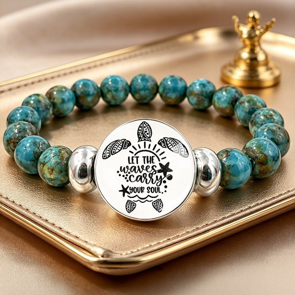 Turquoise Turtle Message Bracelet