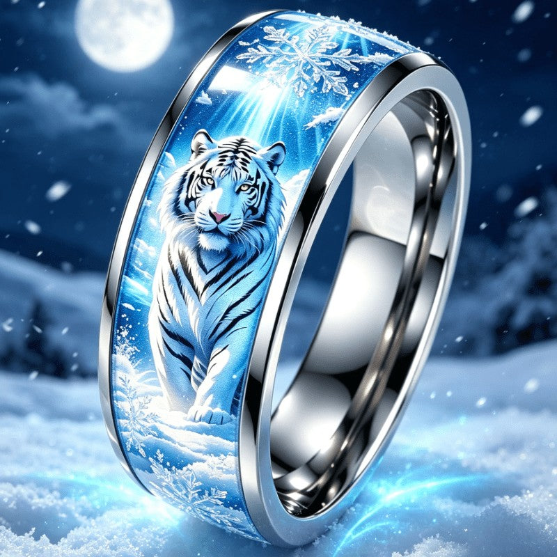 White Tiger Snow Scene Ring