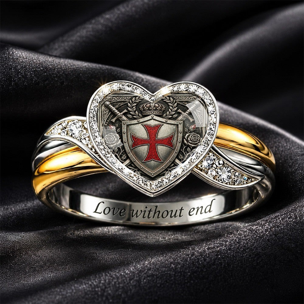 Red Cross Shield Heart Ring