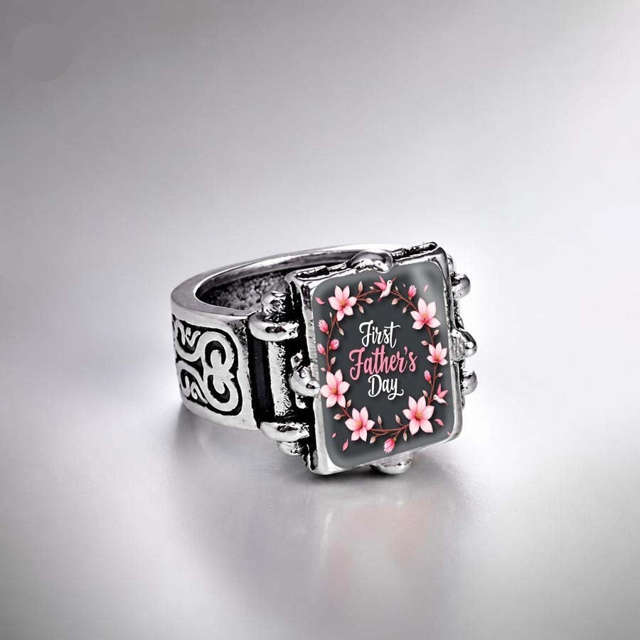 First Father's Day Floral Square Ring