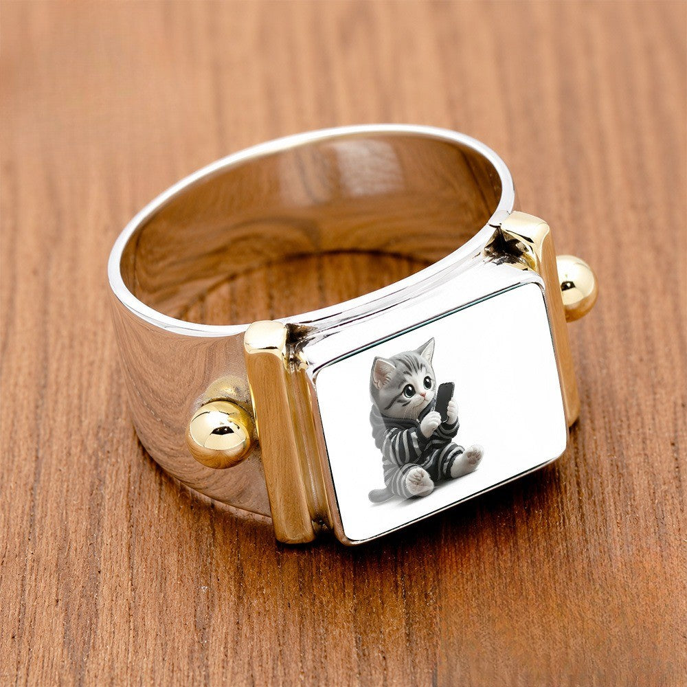 Phone Cat Square Ring