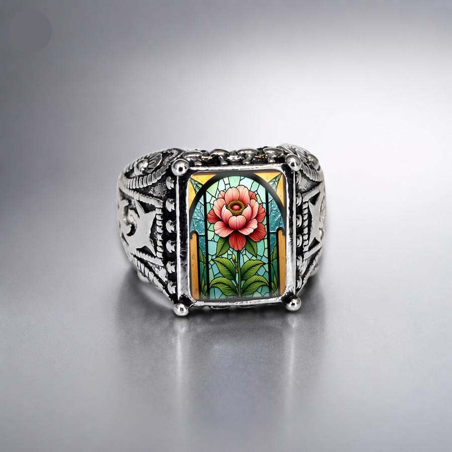 Stained Glass Flower Ring