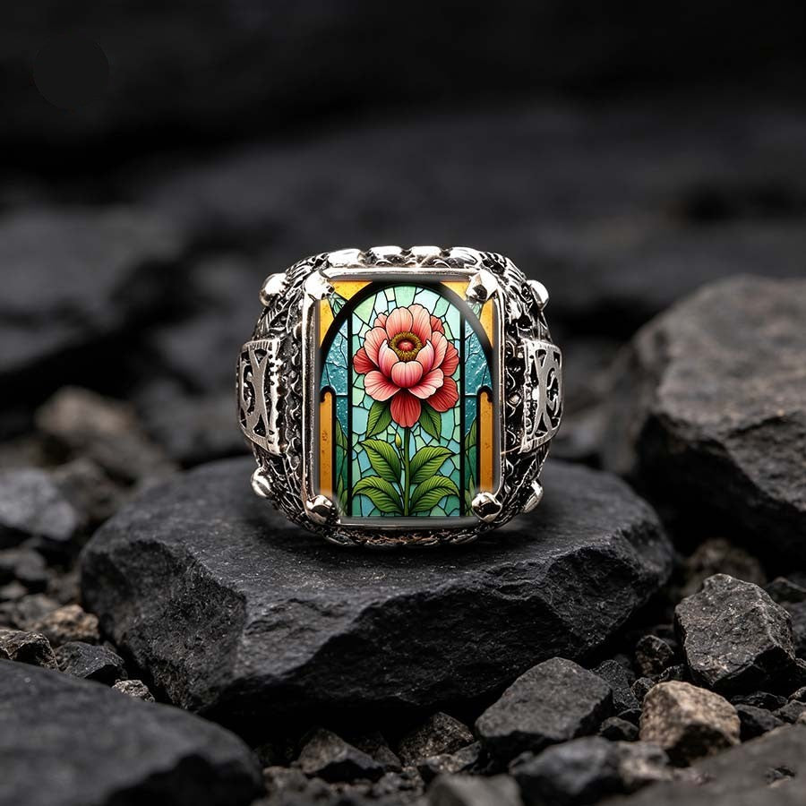 Stained Glass Flower Ring