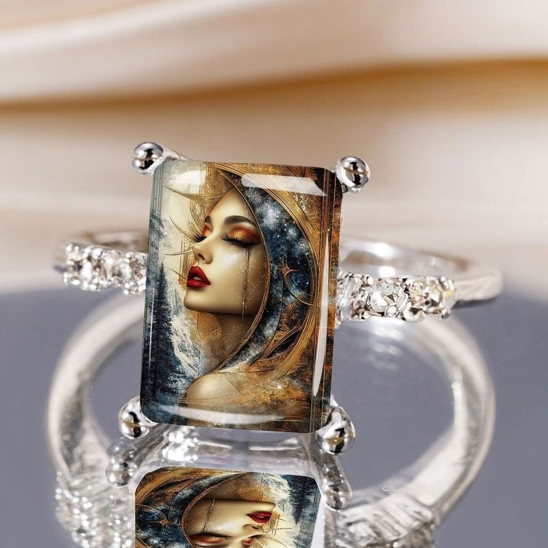 Celestial Portrait Glass Ring