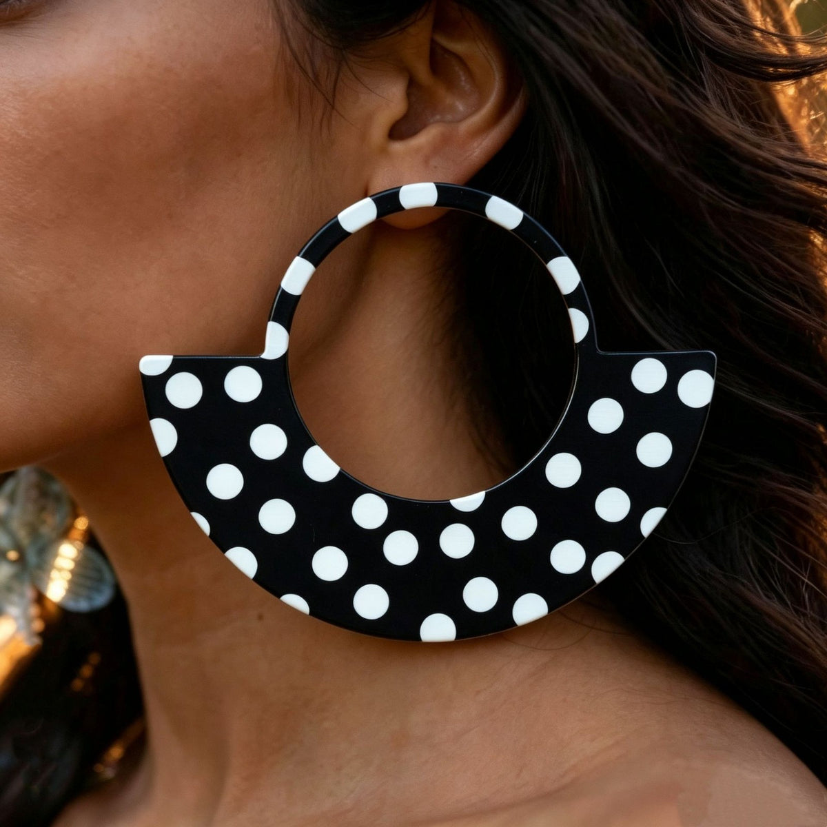 Polka Dot Geometric Hoop Earrings